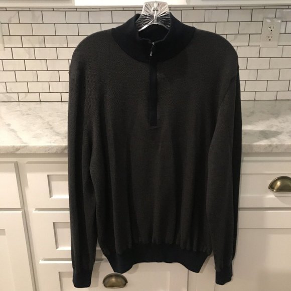 Loro Piana Other - Loro Piana Roadster Sweater Men 54 XL Blue Quarter Zip 100% Cashmere Italy
